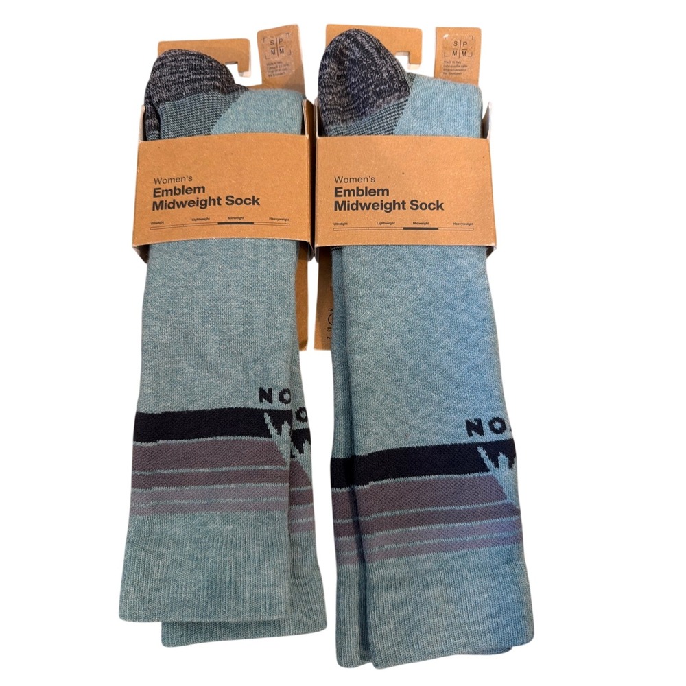 2 Pair Burton Women's Emblem Mid weight Socks snowboard Petrol Green S/M NWT
